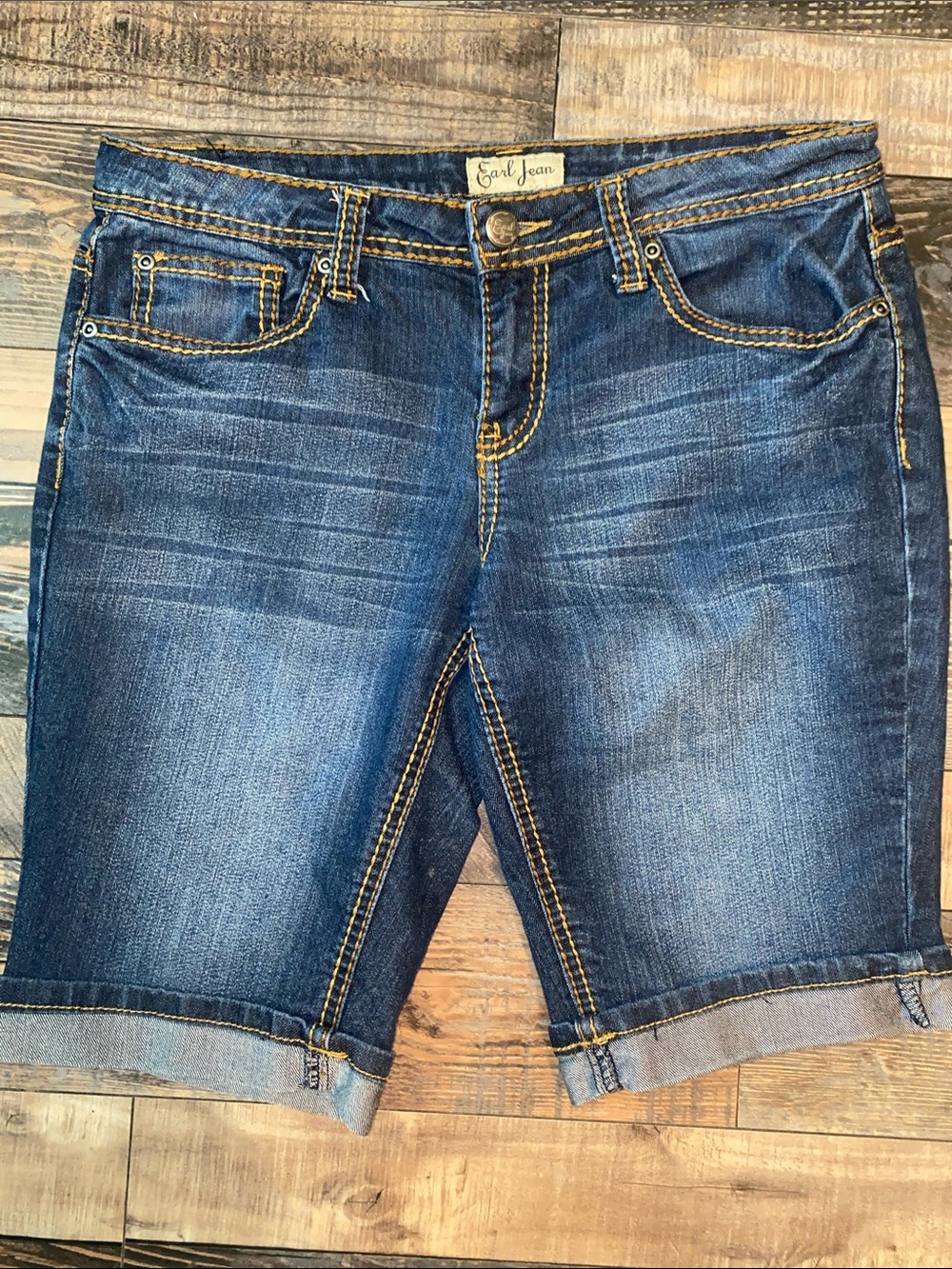 Earl Jeans Blue Cuffed Denim Shorts
